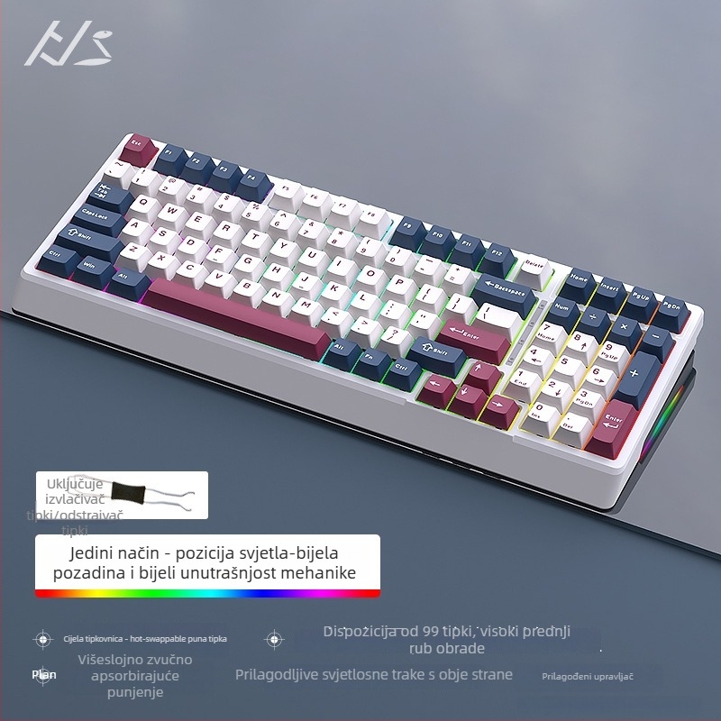 Black Snake YG98 mehanički komplet tipkovnice s RGB pozadinskim osvjetljenjem, žično, više od 98 tipki, mehanički prekidači