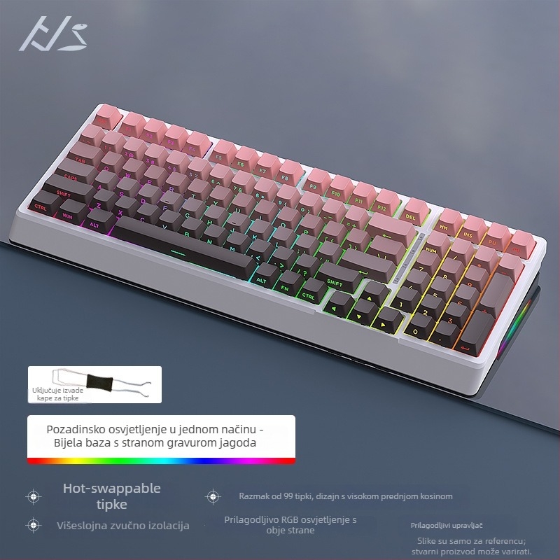 Black Snake YG98 mehanički komplet tipkovnice s RGB pozadinskim osvjetljenjem, žično, više od 98 tipki, mehanički prekidači