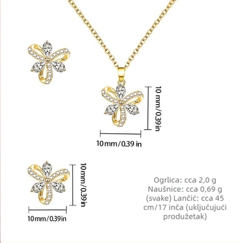 Komplet naušnica i ogrlica od bakra, pozlata, otporan na izblijedivanje, ženski luksuz