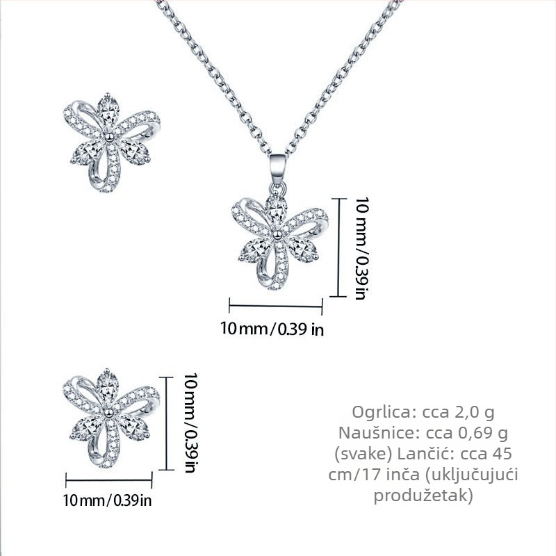 Komplet naušnica i ogrlica od bakra, pozlata, otporan na izblijedivanje, ženski luksuz