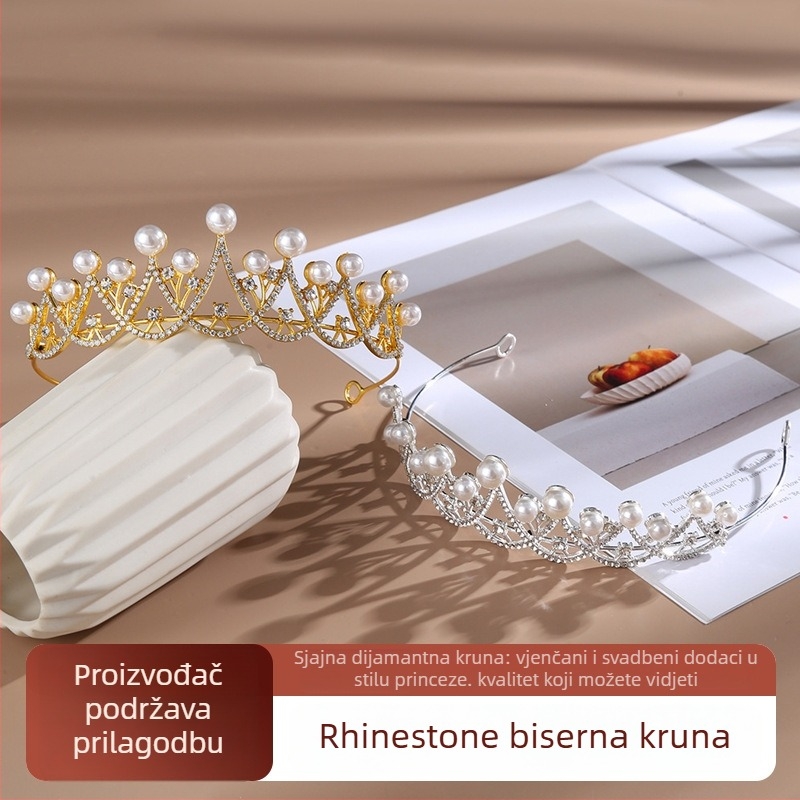 Dijamantna kruna na traku za kosu – ženski dodatak za kosu, jednostavan stil, za vjenčanje ili rođendan