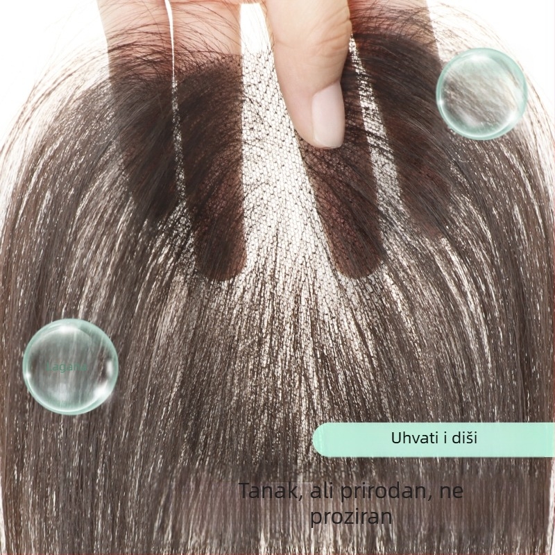 Perika s šiškama, pravi ljudski kosa, ručno tkanje, model 811, šiške ravne ili nagnute, može se bojiti i permati