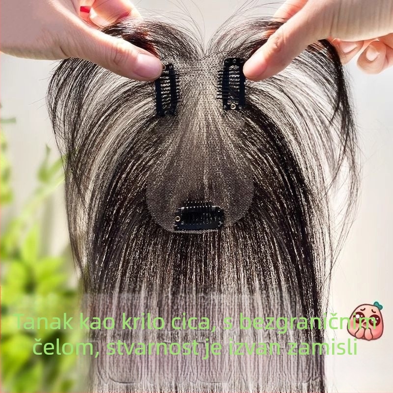 Perika s šiškama, pravi ljudski kosa, ručno tkanje, model 811, šiške ravne ili nagnute, može se bojiti i permati