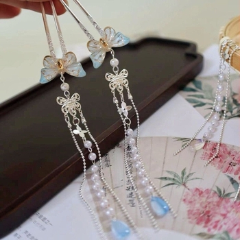 Metalni retro dodatak za glavu, unisex, U oblik, dugi resi, Hanfu dizajn inspiriran