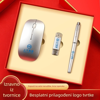 Visokokvalitetan set tipkovnice i miša za poslovne darove, metalna konstrukcija, prilagođeno poklon pakiranje, prilagođeno logo
