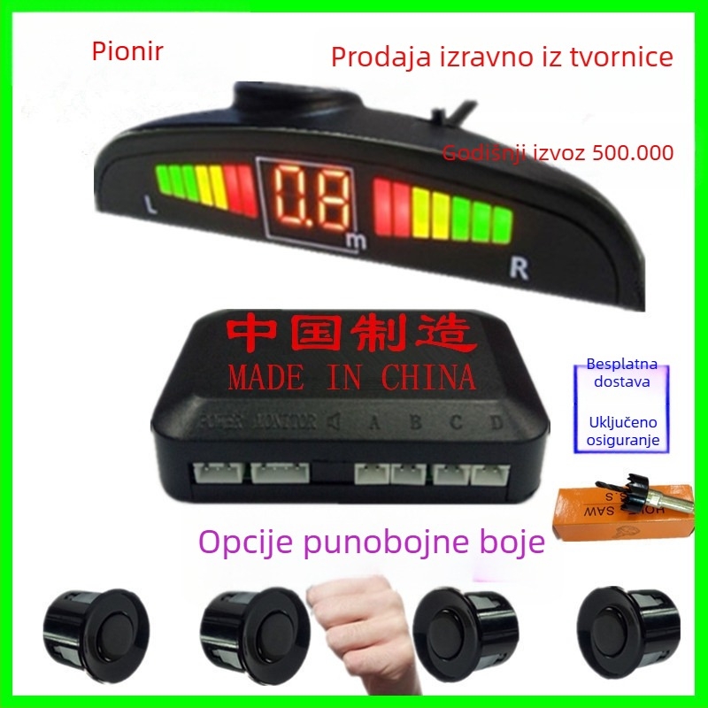 Radar za vožnju unazad s 4/6/8 sondi, zvučni signal s realnim glasom, dvostruko jezgreni polukružni zaslon, slika prednjeg i stražnjeg radara, model CQ-1401