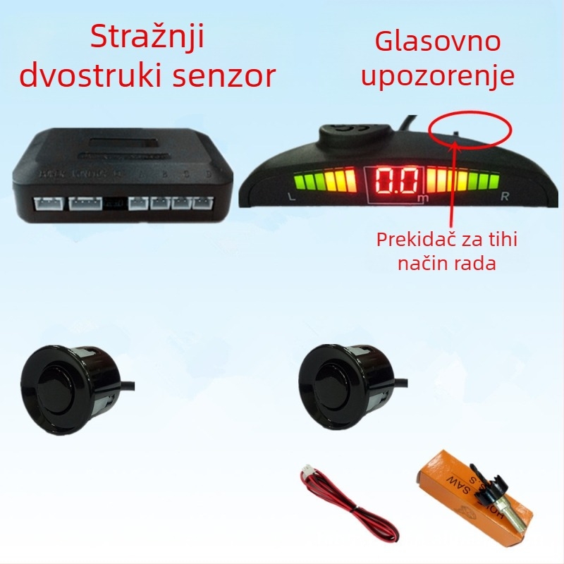 Radar za vožnju unazad s 4/6/8 sondi, zvučni signal s realnim glasom, dvostruko jezgreni polukružni zaslon, slika prednjeg i stražnjeg radara, model CQ-1401