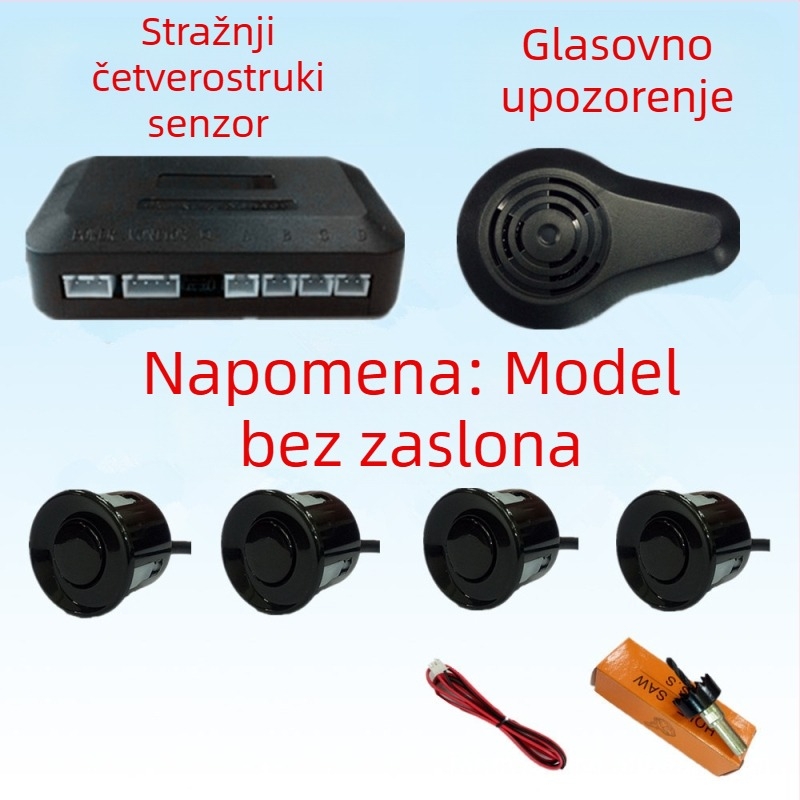 Radar za vožnju unazad s 4/6/8 sondi, zvučni signal s realnim glasom, dvostruko jezgreni polukružni zaslon, slika prednjeg i stražnjeg radara, model CQ-1401