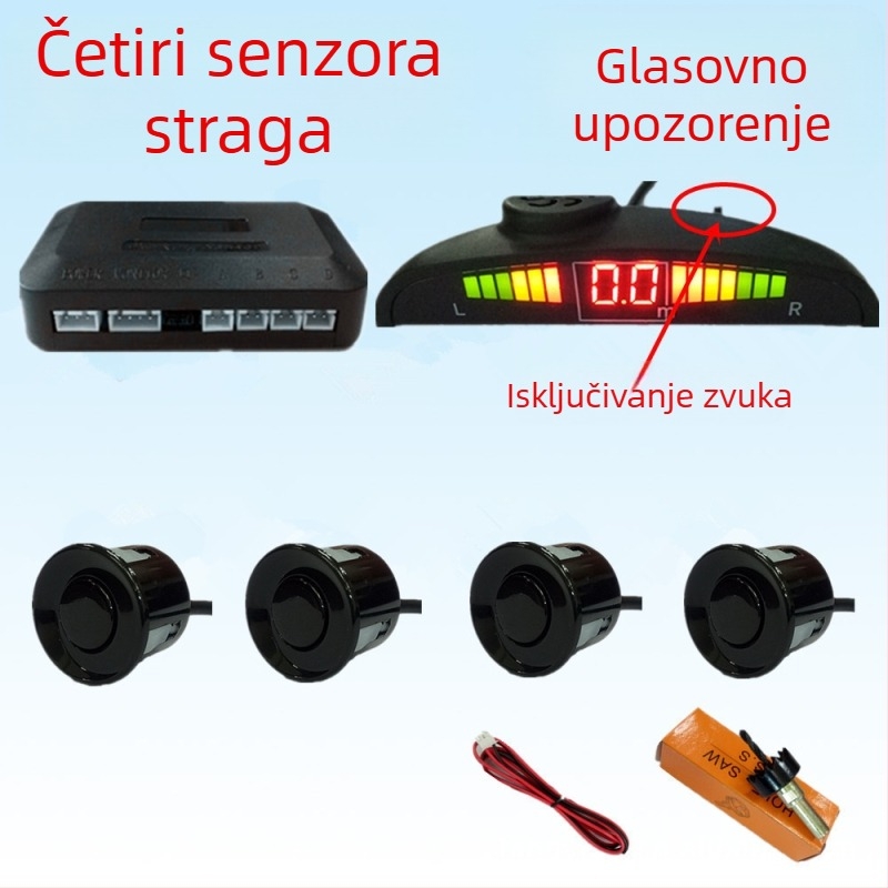 Radar za vožnju unazad s 4/6/8 sondi, zvučni signal s realnim glasom, dvostruko jezgreni polukružni zaslon, slika prednjeg i stražnjeg radara, model CQ-1401