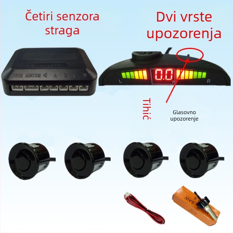 Radar za vožnju unazad s 4/6/8 sondi, zvučni signal s realnim glasom, dvostruko jezgreni polukružni zaslon, slika prednjeg i stražnjeg radara, model CQ-1401