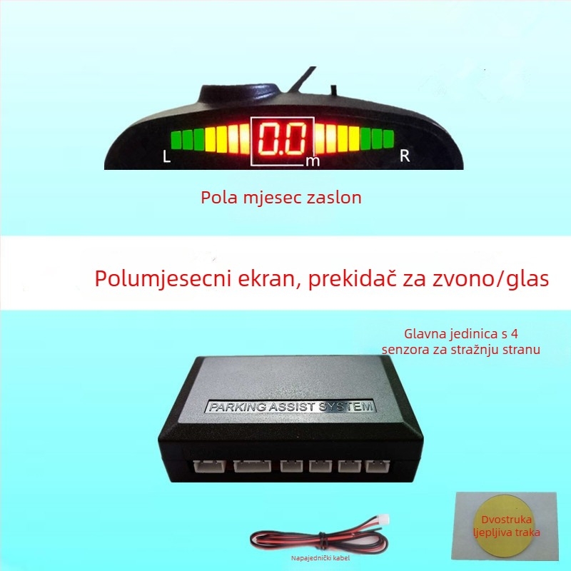 Radar za vožnju unazad s 4/6/8 sondi, zvučni signal s realnim glasom, dvostruko jezgreni polukružni zaslon, slika prednjeg i stražnjeg radara, model CQ-1401