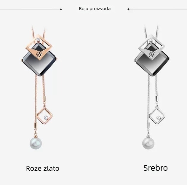 Ženski lanac za pulover, korejskog stila, s resicama, od legure, lanac zmijskog tipa, karirani uzorak, duljina 51–80 cm