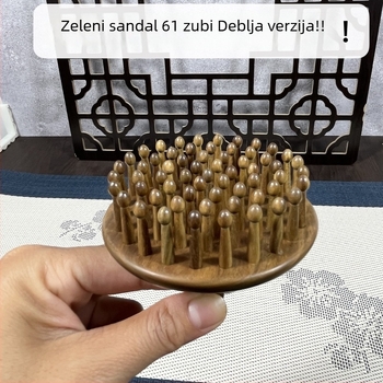 Drveni češalj od sandalovine s debelim zubima za njegu kose i masažu vlasišta — poklon kutija
