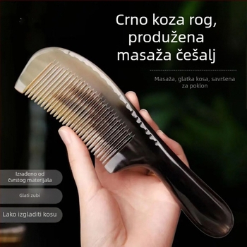 Četka za kosu od prirodnog roga, debeli dizajn, za dužu kosu žena; kućna upotreba; masaža glave i meridijanska terapija za muškarce