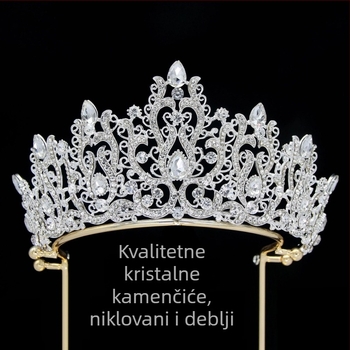 Vjenčana kruna za kosu od legure s elektroplatiranjem, 5A Rhinestones i staklo