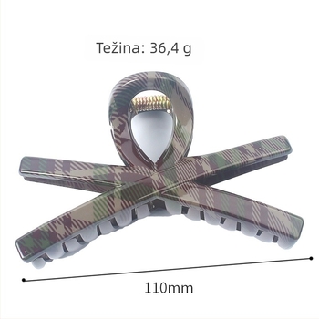 Ženska klipsa za kosu s retro houndstooth uzorkom, Gripper klips s dubokim zubima, UV otisak na plastici