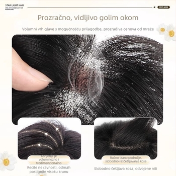 Ženska peruka, peruka za cijelu glavu bez mreže, duga ravna kosa, volumen na vrhu, bezšivne isticanje