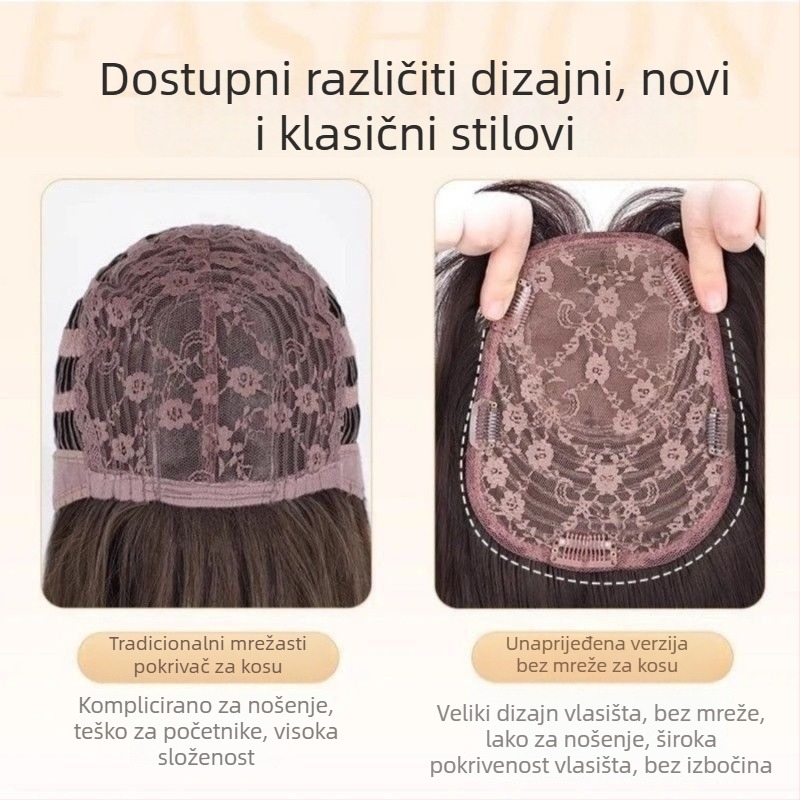 Dio peruke s simuliranim vlasištem i kovrčavim vrhom, bez mreže za kosu