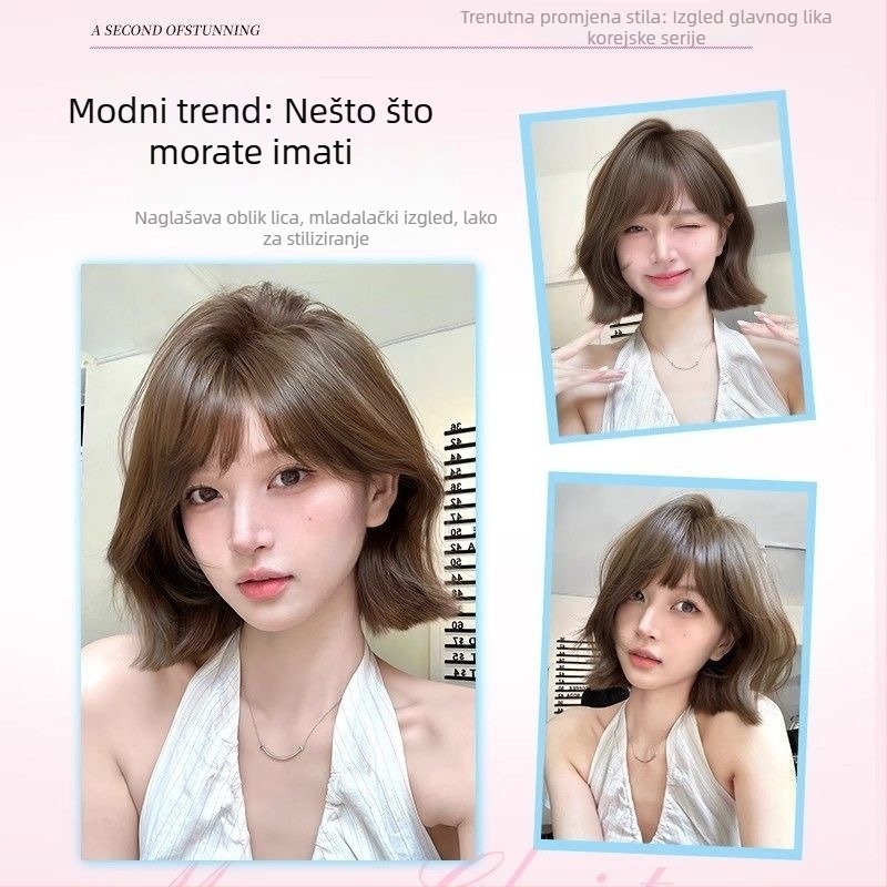 Kenny wig – Perika za žene, korejski stil, Qi fringe, vlakna visoke temperature, kompletna kapica