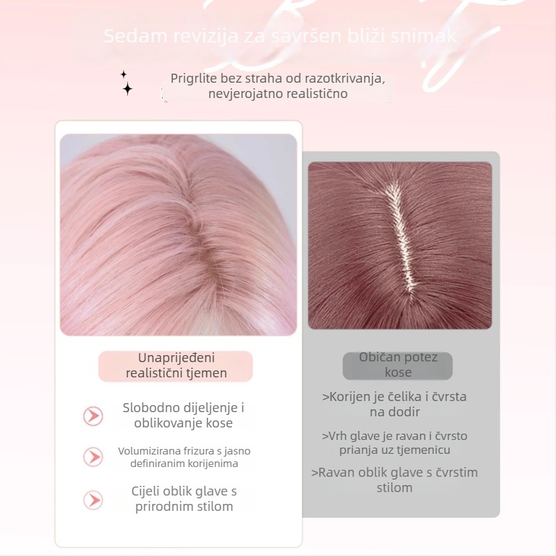 Duga kovrčava perika za žene s velikim valovima, vlakna otporna na visoke temperature, mehanizam izrade, šiška s srednjim razdjelom, prirodan i realističan izgled