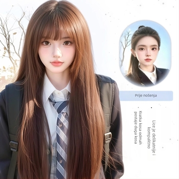 Perika, ravna kosa od proteinske svile, mehanička obrada, univerzalna veličina, nema bojanja ili trajne