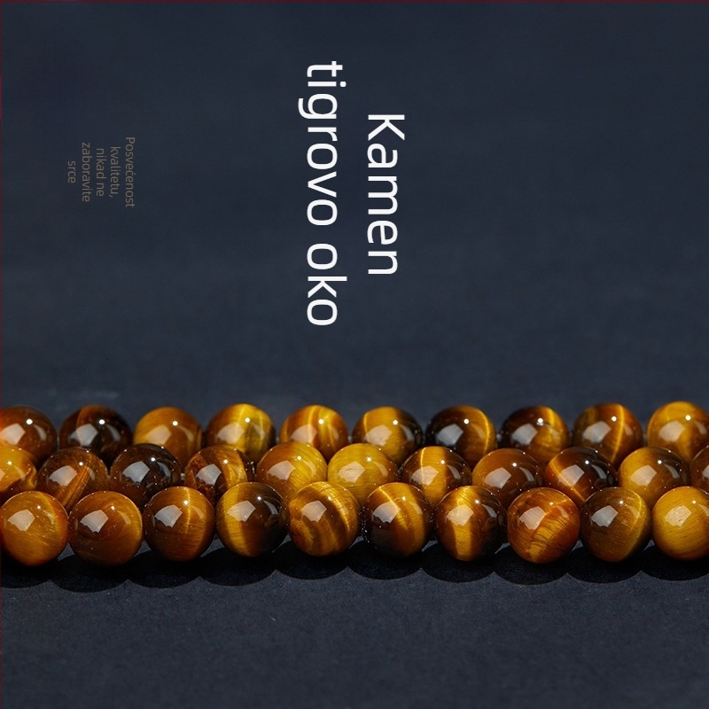 Aksesoari: perle od tigrovog oka, slobodne perle, polirane, modni stil, okrugli oblik, plemeniti uzorak (Materijal: tigrovo oko; Vrsta: slobodne perle; Tehnika obrade: poliranje; Stil: modni; Uzorak: plemeniti)