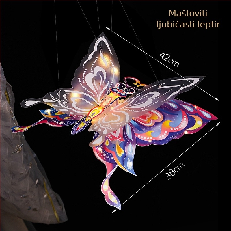 Dječji leptir lanterna – DIY komplet, ručno izrađen, svjetleći, nepravilan oblik, stil crtić/kineski stil, Yi xi