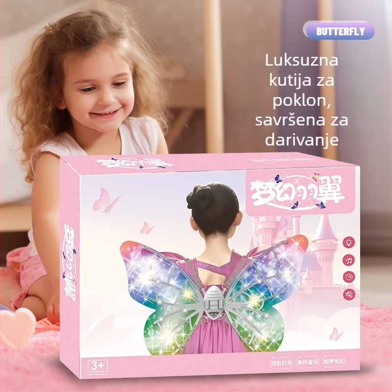 LED svjetleća elfova krila – igračka s motivom leptira, plastična krila za leđa, za djecu 4–6 godina