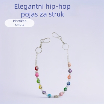 Hip Hop kaiš za struk s perlama i brojčanim uzorkom, materijal plastika/smola, sportska upotreba, proljeće 2025