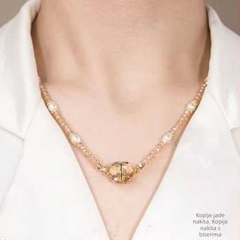 Bakrena kuglična ogrlica s kristalom - lagani luksuz, kristalna ugradnja, proljeće 2025