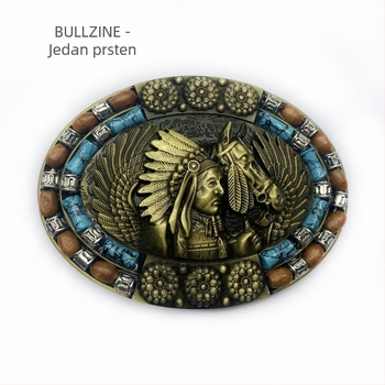 BULLZINE cinkovog legura kopča za remen 03762-2 antik tin premaz, zapadnjački kaubojski stil