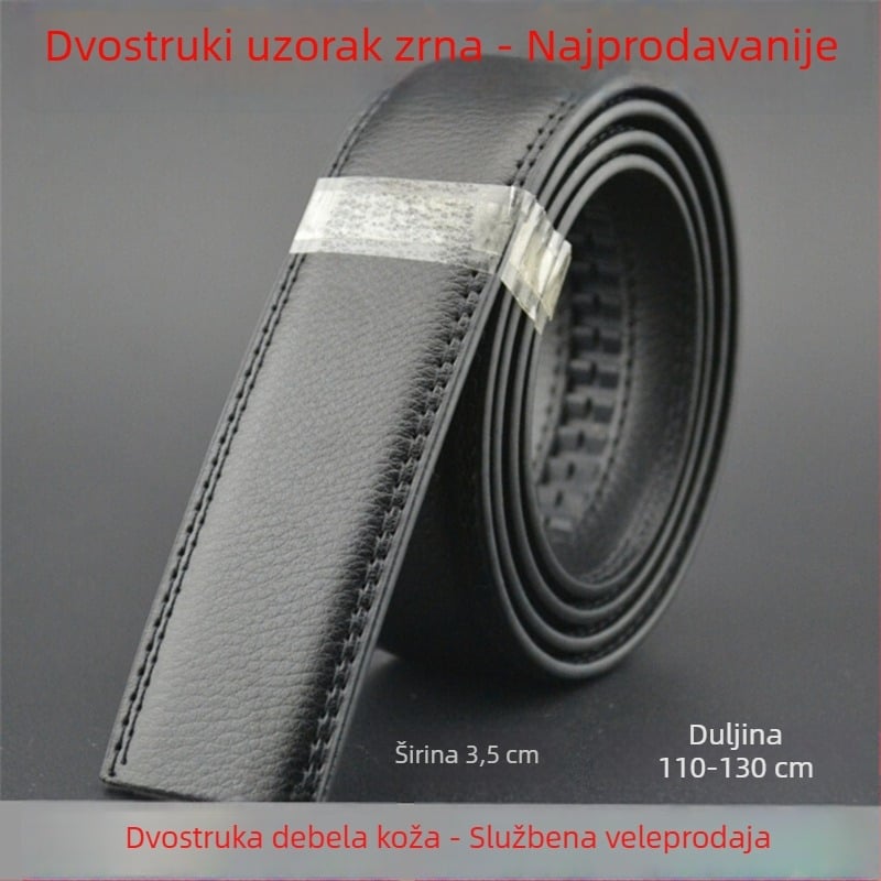 Muška dvostruka kožna traka za kaiš s teksturom liči, za automatsku kopču – prava koža, dvostruka konstrukcija