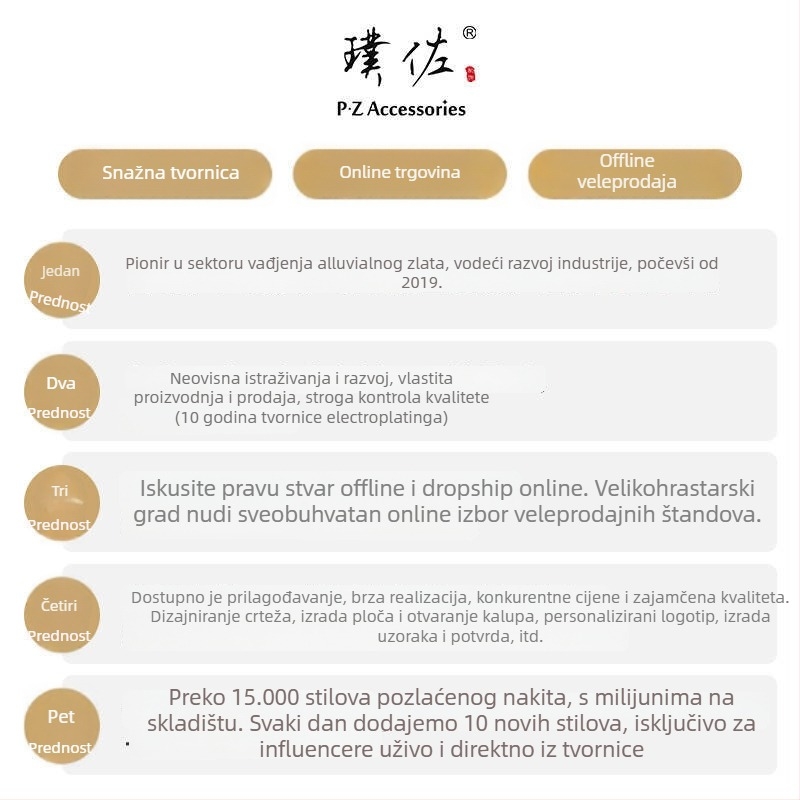 Bakrena ogrlica s elektroplatiranim premazom, lanac ključne kosti, marka P·z accessories/puzuo, podrijetlo Yiwu