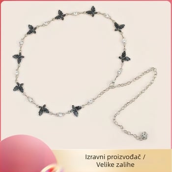 Lanac za struk s leptirom - metalni ukras za haljinu i bluzu, univerzalni stil, duljina 105 cm