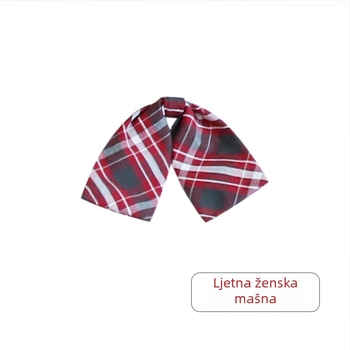 Mašna za ovratnik s cvijetom za dječju školsku uniformu, karirani uzorak, tkana tkanina, slobodna veličina, unisex