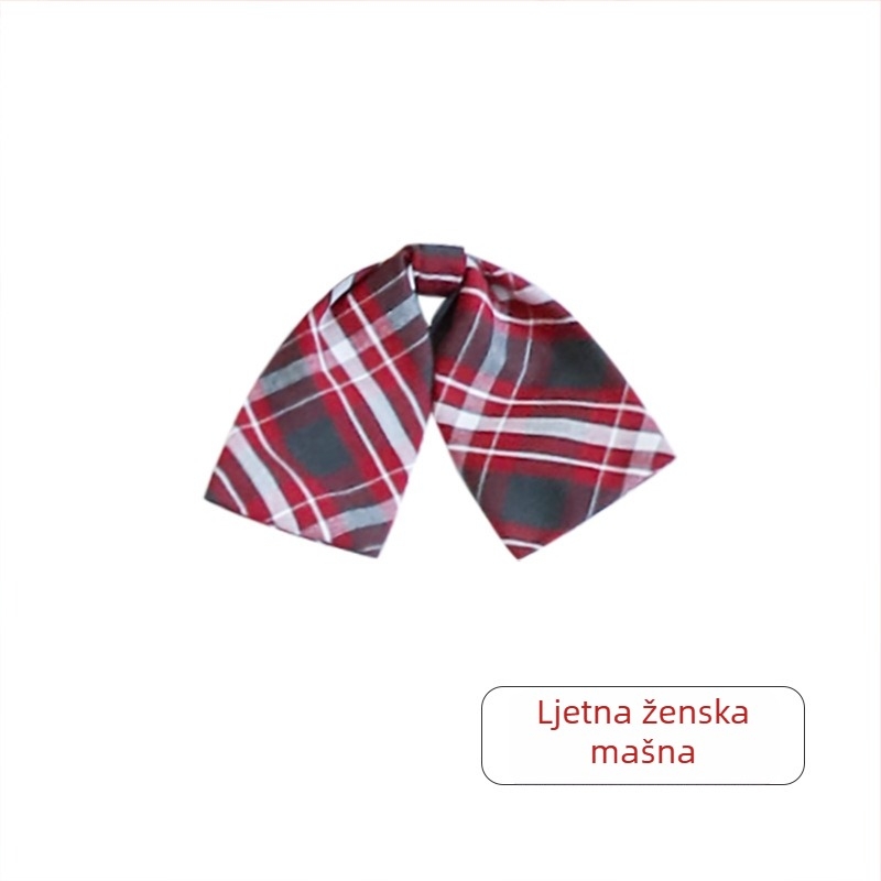 Mašna za ovratnik s cvijetom za dječju školsku uniformu, karirani uzorak, tkana tkanina, slobodna veličina, unisex