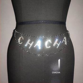 Metalni pojas za struk CHACHA s rhinestones, duljina 80-100 cm, širina 1-30, jednostruka omot, za žene i mlade
