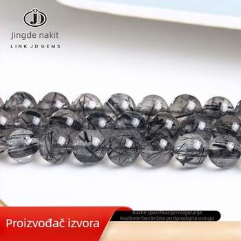 Crne kristalne perle – okrugle labave perle, poluproizvodi za DIY narukvice i naušnice, modni dodaci