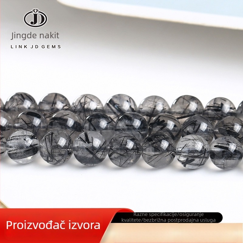 Crne kristalne perle – okrugle labave perle, poluproizvodi za DIY narukvice i naušnice, modni dodaci