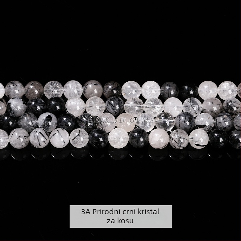 Crne kristalne perle – okrugle labave perle, poluproizvodi za DIY narukvice i naušnice, modni dodaci