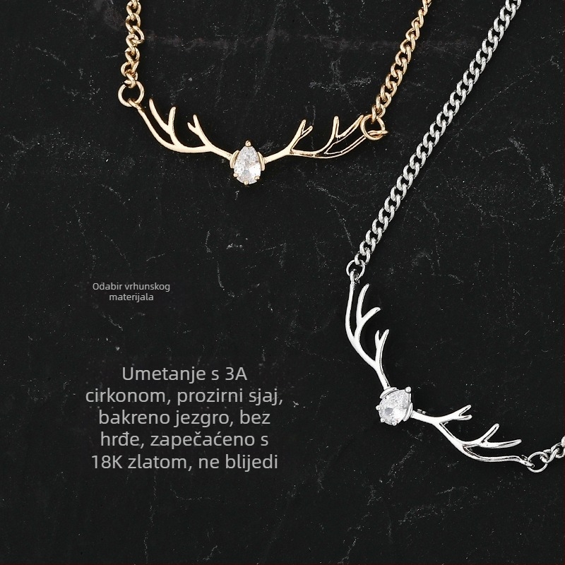 Klip za kravatu s glavom jelena, legura, elektroplatiranje 24k čistoće