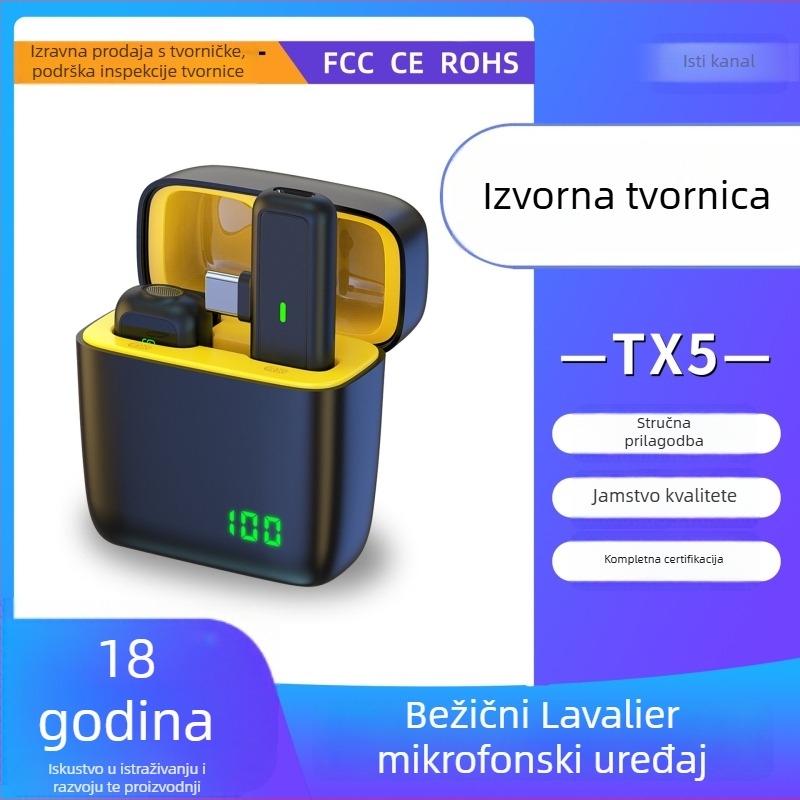 TX5 Lavalier Mikrofon s Digitalnim Zaslonom, Dvokatno Uživo Emitiranje/Snimanje, Uklanjanje Šuma