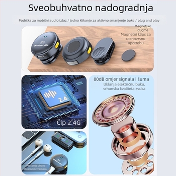 Lavalier mikrofon za prijenos uživo (ugrađena baterija; niski šum <60 dB; nazivna snaga 5)