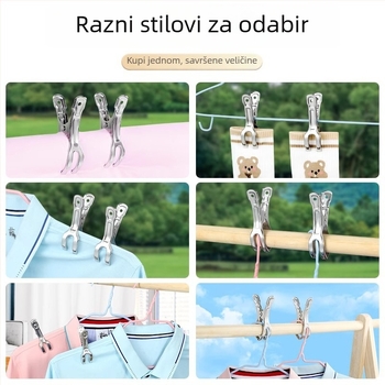 Klip od nehrđajućeg čelika za sušenje – otporan na vjetar fiksni klip za čarape, pogodan za deke i odjeću