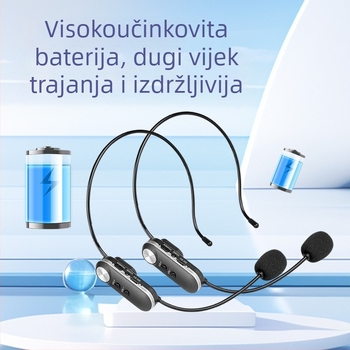 Lavalier mikrofon i headset mikrofon za nastavu, scenu i konferencije - kondenzator, omnidirekcijski, ugrađena baterija 300-500 mAh, raspon frekvencija 40 Hz-20 kHz