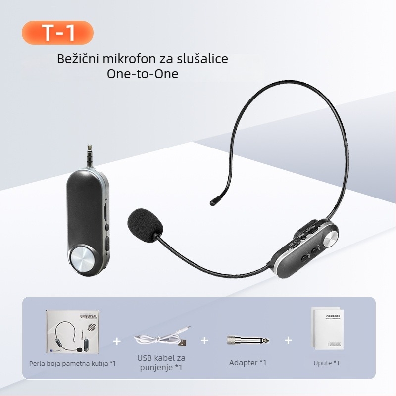 Lavalier mikrofon i headset mikrofon za nastavu, scenu i konferencije - kondenzator, omnidirekcijski, ugrađena baterija 300-500 mAh, raspon frekvencija 40 Hz-20 kHz