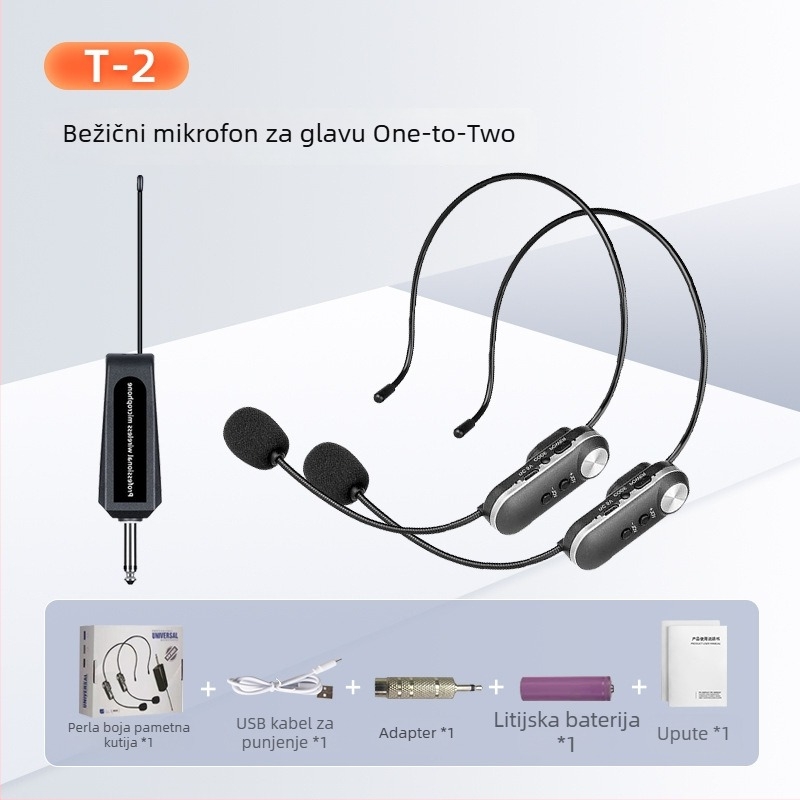 Lavalier mikrofon i headset mikrofon za nastavu, scenu i konferencije - kondenzator, omnidirekcijski, ugrađena baterija 300-500 mAh, raspon frekvencija 40 Hz-20 kHz