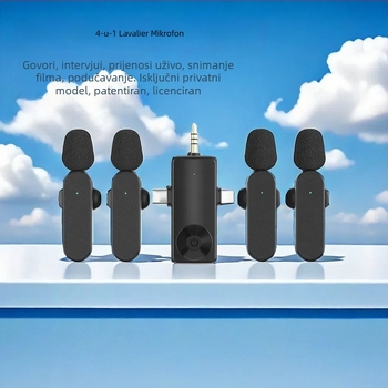 H18 Bežični lavalier mikrofon 1–4, 3-u-1 sučelje za prijenos uživo i snimanje s telefonom, redukcija šuma, Bluetooth 5.3, ugrađena baterija 500–800 mAh