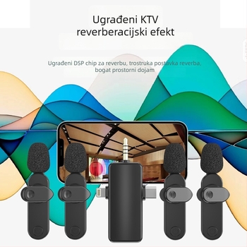 H18 Bežični lavalier mikrofon 1–4, 3-u-1 sučelje za prijenos uživo i snimanje s telefonom, redukcija šuma, Bluetooth 5.3, ugrađena baterija 500–800 mAh