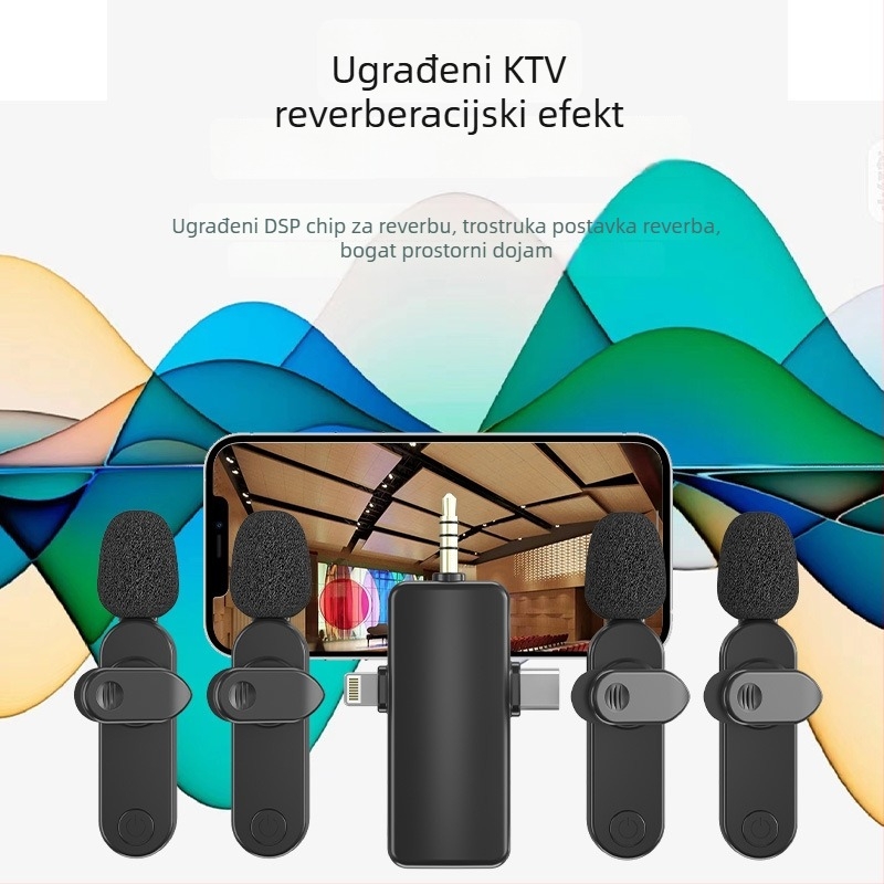 H18 Bežični lavalier mikrofon 1–4, 3-u-1 sučelje za prijenos uživo i snimanje s telefonom, redukcija šuma, Bluetooth 5.3, ugrađena baterija 500–800 mAh